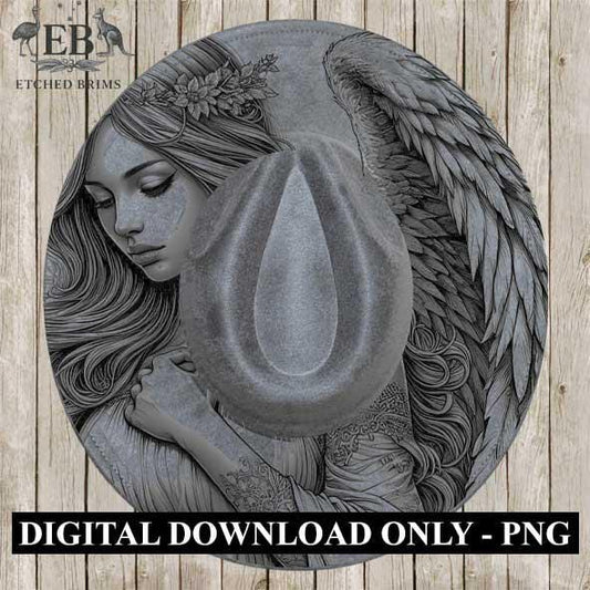 Angel Wings 2, Laser Hat Burning Design, Digital Download PNG, Hat Burning Template, Hat Laser Engraving Design Wide Brim Hat File EB72