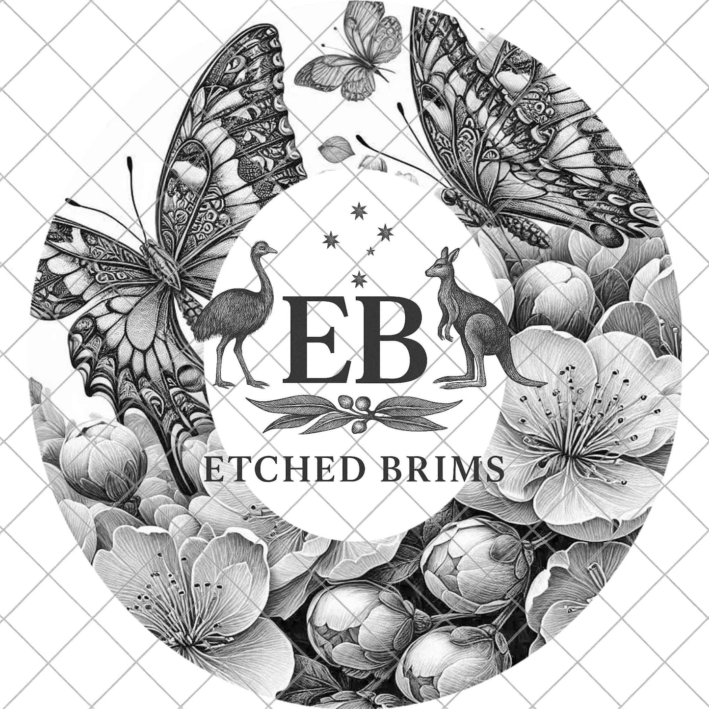 Butterflies Cherry Blossoms, Wide Brim Hat Template, Cowboy Hat Burning Design, Western Laser Burning File, Stencil for Hat Burning, EB1023