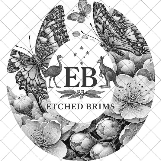 Butterflies Cherry Blossoms, Wide Brim Hat Template, Cowboy Hat Burning Design, Western Laser Burning File, Stencil for Hat Burning, EB1023