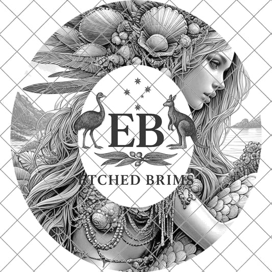 Mermaid 3, Laser Hat Burning Design, Digital Download PNG, Hat Burning Template, Hat Laser Engraving Design, Wide Brim Hat Laser File EB641