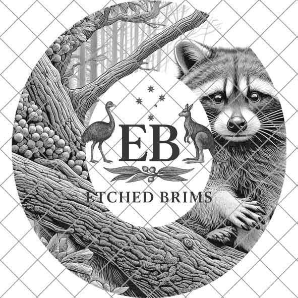 Raccoon in Forest 3, Hat Burning Template, Hat Burning Stencil, Hat Laser Engraving Design, Wide Brim Hat, Printable Hat Template, EB575