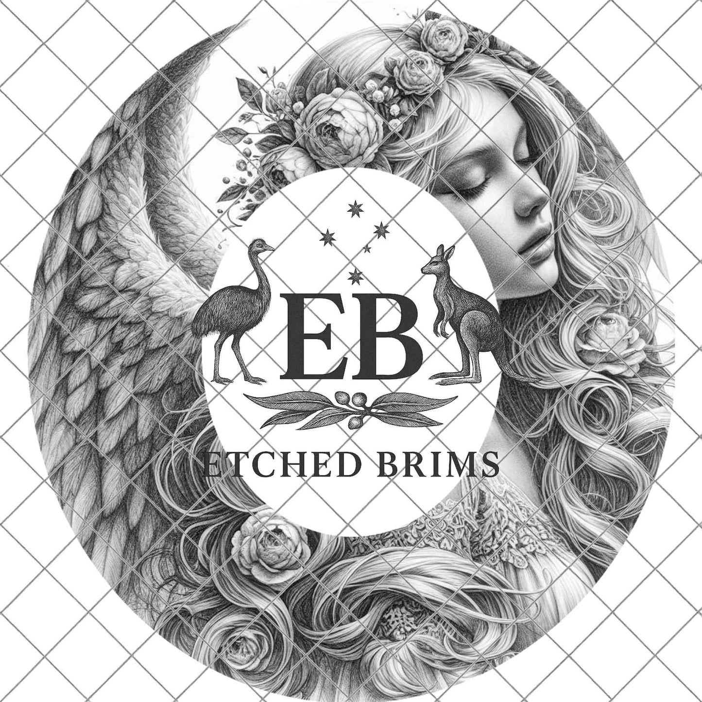 Angel Woman Wings, Hat Burning Design, Wide Brim Hat Template, Burned Hat PNG, Pyrography, Hat Design Pattern, EB798