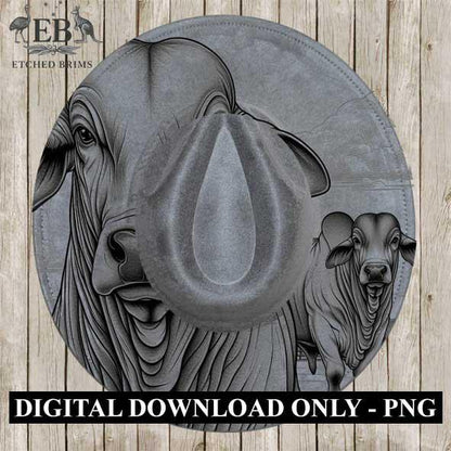 Brahman Bull 2 Laser Hat Burning Design, Digital Download PNG Hat Burning Template Hat Laser Engraving Design Wide Brim Hat Laser File EB144