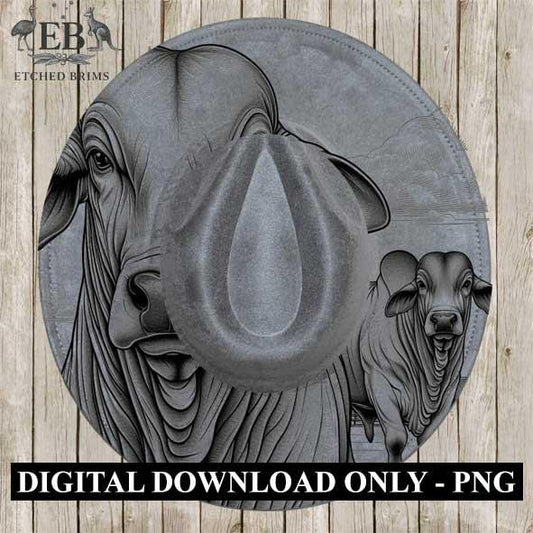 Brahman Bull 2 Laser Hat Burning Design, Digital Download PNG Hat Burning Template Hat Laser Engraving Design Wide Brim Hat Laser File EB144