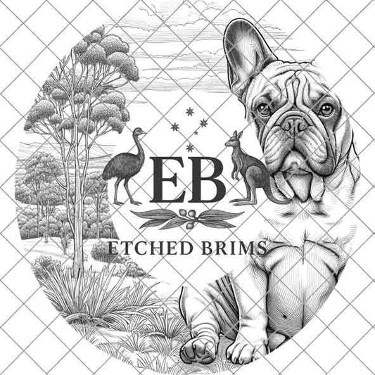 French Bulldog Hat Engraving Template – PNG for Laser Brim Burning, Digital Frenchie Farm Dog Brim File for Hat Burners and Engravers, EB386
