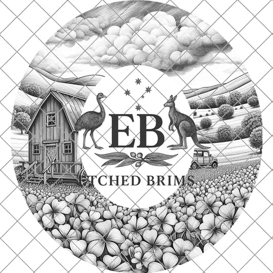 Tiny Barn Home and Clover, Hat Burning Design, Hand Burning Stencil, PDF & PNG, Hat Burning Template, Laser Engraving Design, EB730