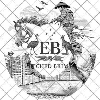 Bronco Rider 1 Rodeo, Laser Hat Burning Design, Digital Download PNG Hat Burning Template, Hat Laser Engraving Design , Horse Hat File EB128
