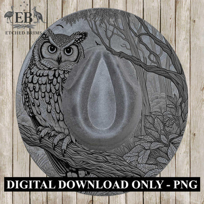 Owl 6 Laser Hat Burning Design, Digital Download PNG, Hat Burning Template, Hat Laser Engraving Design, Wide Brim Hat Laser File, EB626