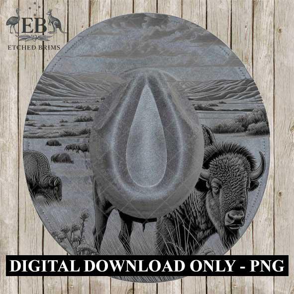 Buffalo Safari 4, Hat Burning Design, Digital Download PNG & PDF, Hat Burning Templates, Laser Engraving Design, Hat Burning Stencils, EB503