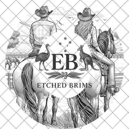 Cowgirl Cowboy 4, Laser Hat Burning Design, Digital Download PNG, Hat Burning Template, Hat Laser Engraving Design, Horse Hat File EB229