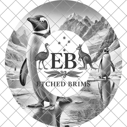 Penguin 1, Hat Burning Design for Wide Brim Hats. PNG for Laser Engraving and PDF Burning Stencil for Hand Burning, EB750