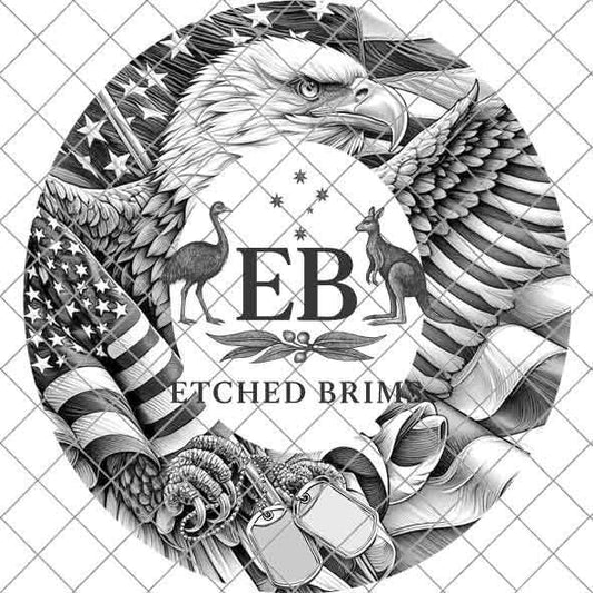 American Eagle Blank Military Tags Youth Hat Burning Template: Flag Design for Childs Sized Wide Brim Hats EBY541