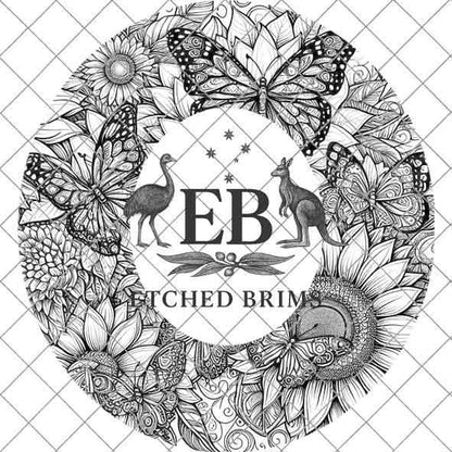 Sunflowers & Butterflies 1, Laser Hat Burning Design, Digital Download PNG, Hat Burning Template, Hat Laser Engraving Design, Hat File EB91