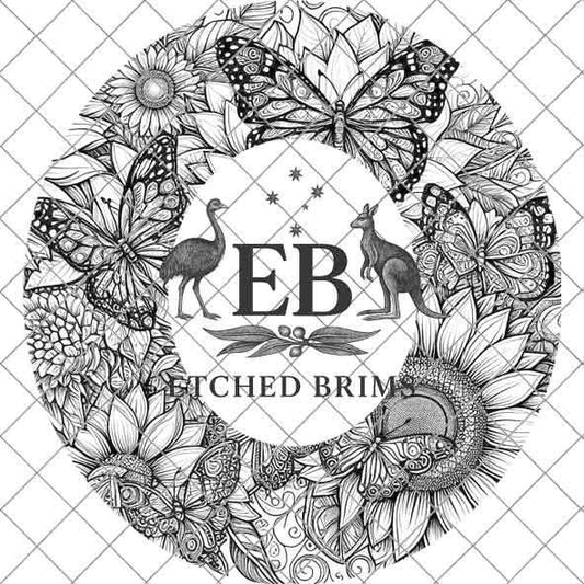 Sunflowers & Butterflies 1, Laser Hat Burning Design, Digital Download PNG, Hat Burning Template, Hat Laser Engraving Design, Hat File EB91