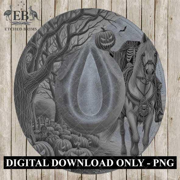 Halloween Hat Template, Headless Horseman, Spooky Season, PNG & PDF File, Hat Burning Stencil, Hat Burning Design, Engraving Pattern, EB457