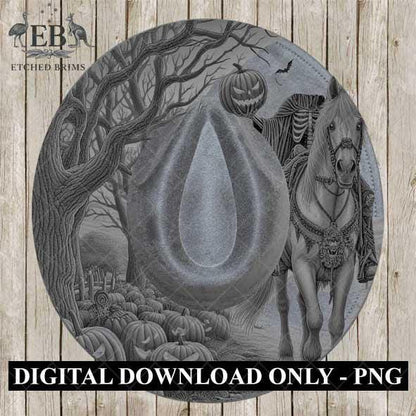 Halloween Hat Template, Headless Horseman, Spooky Season, PNG & PDF File, Hat Burning Stencil, Hat Burning Design, Engraving Pattern, EB457