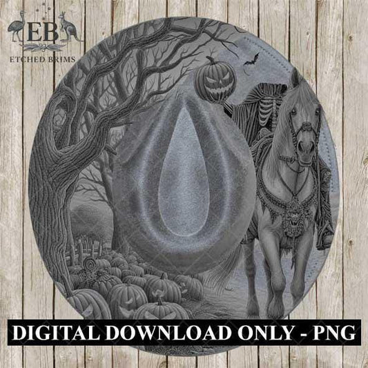 Halloween Hat Template, Headless Horseman, Spooky Season, PNG & PDF File, Hat Burning Stencil, Hat Burning Design, Engraving Pattern, EB457