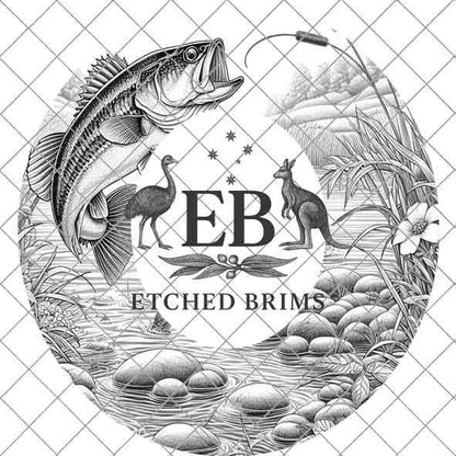 Hat Burning Design, Bass Fish 4, Fishing Digital File, PNG, Hat Burning Template, Cowboy Hat, Laser Engraving, Wide Brim Hat Design EB398