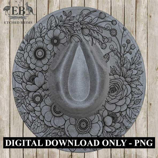 Flowers 5 Hat File, Hat Burning Design, Digital Download PNG, Hat Burning Template, Hat Laser Engraving Design, Hat File EB289
