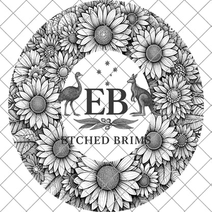 Daisy Daisies Flowers 4, Hat Burning Design, Digital Download PDF & PDF Hand Burning, Wide Brim Hat, Printable Hat Template, EB613