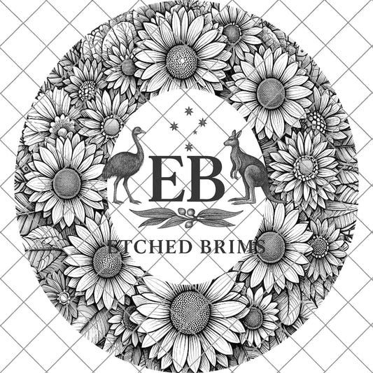 Daisy Daisies Flowers 4, Hat Burning Design, Digital Download PDF & PDF Hand Burning, Wide Brim Hat, Printable Hat Template, EB613