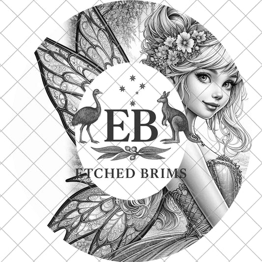 Fairy Girl Hat Burning Design, Digital Download PNG, Laser Engraving Template, Wide Brim, EB919