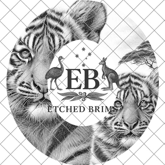 Tiger and Cub, Hat Burning Design, Hat Engraving Template, Wide Brim Hat Pattern, Templates Hat Burning PNG, Laser Engraving Stencil, EB787