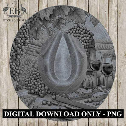 Winery Vineyard Grapes 6, Hat Burning Design, Digital Download, Hat Burning Templates, Laser Engraving Design, Hat Burning Stencils, EB519