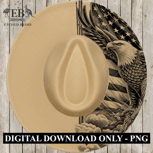 American Flag and Eagle, Hat Burning Design, Hand Burning Stencil, PDF & PNG, Hat Burning Template, Laser Engraving Design, EB722
