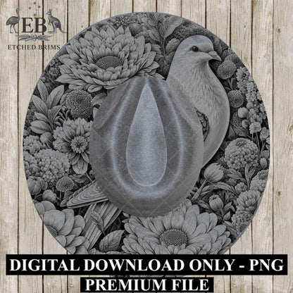 Dove 1 Hat File, Hat Burning Design, Digital Download PNG, Hat Burning Template, Hat Laser Engraving Design, Bird Design, Hat File EB592