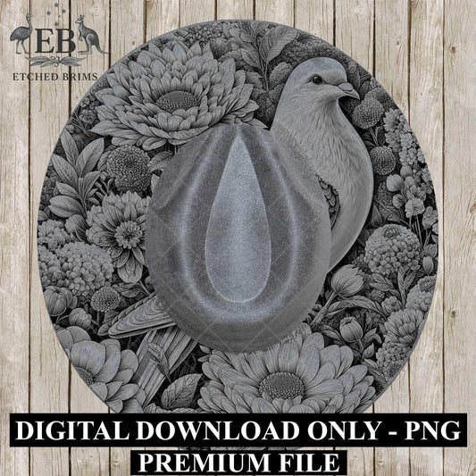 Dove 1 Hat File, Hat Burning Design, Digital Download PNG, Hat Burning Template, Hat Laser Engraving Design, Bird Design, Hat File EB592