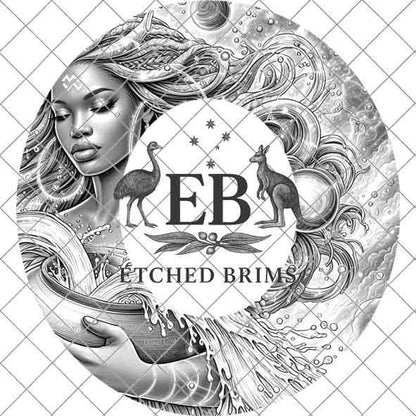 Aquarius Zodiac Hat Design PNG, Laser Engraving File, Western Boho Digital Download, Hat Engraving Design, Western Hat File, EB543