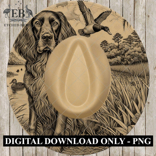 Hat Burning Design, Boykin Spaniel Dog, Duck Hunting, Laser Engraving Template, PNG, Digital File for Burning Hats, EB968