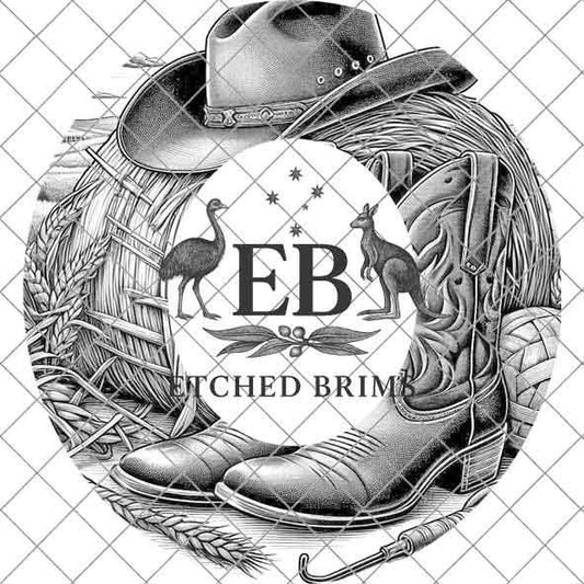 Cowboy Boots 5 Hat Engraving, Western Brim PNG Template, Digital Laser Design Wide Brim Faux Suede Hat, Boho,Laser Hat Burning File EB136