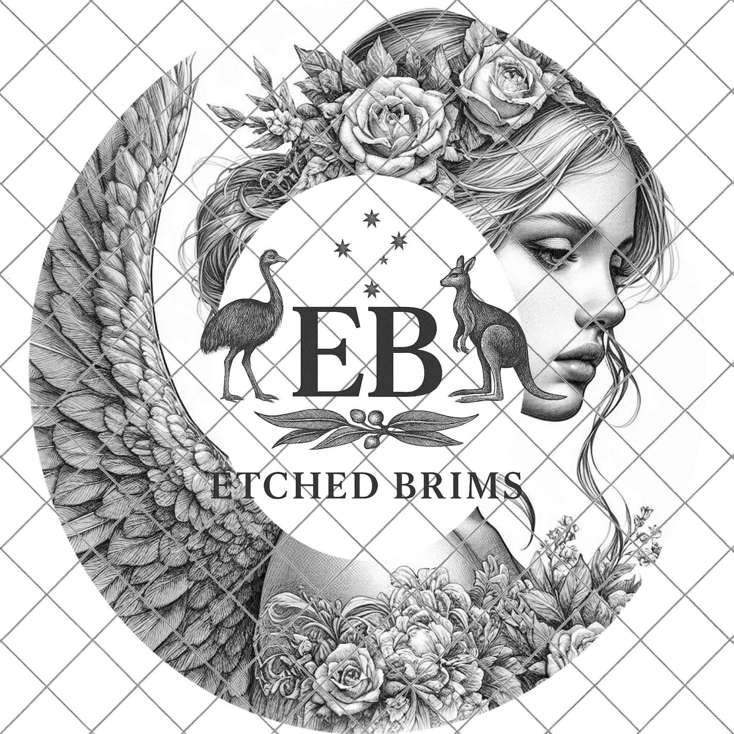 Angel Woman Wings, Hat Burning Design, Wide Brim Hat Template, Burned Hat PNG, Pyrography, Hat Design Pattern, EB799