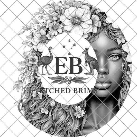 Girl & Flowers 26, Boho Woman Hat Engraving Template, Floral Hair PNG for Brim Burning, Western Hat Design, Digital File for Burners EB524