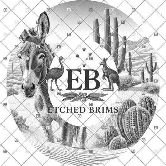 Desert Mule Hat Engraving Template | Western Cowboy Hat Laser File | Wide Brim Mule Pattern, EB1195