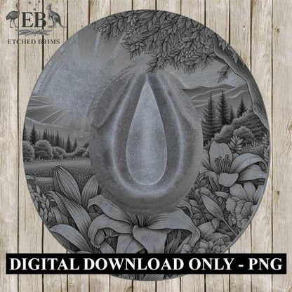 Sunrise, & Flowers 1 Hat File, Hat Burning Design, Digital Download PNG, Hat Burning Template, Hat Laser Engraving Design, Hat File EB138