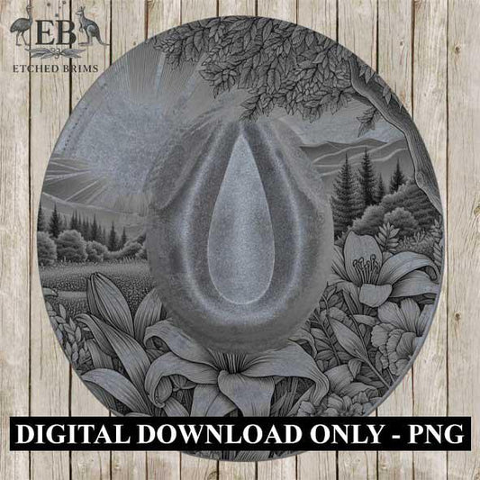 Sunrise, & Flowers 1 Hat File, Hat Burning Design, Digital Download PNG, Hat Burning Template, Hat Laser Engraving Design, Hat File EB138