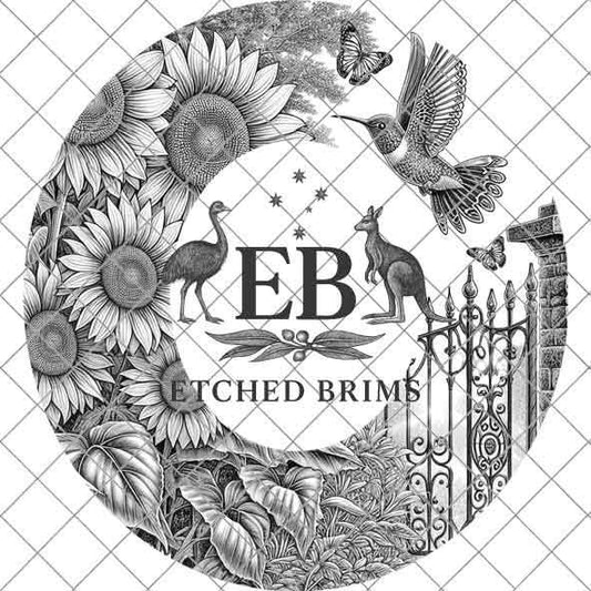 Sunflowers, Butterflies and Hummingbird 1 Hat Burning Template for Laser Engraving and Hand Burning, PNG and 4 page PDF included, EB581