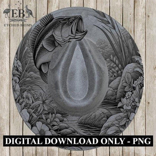 Hat Burning Design, Bass Fish 2, Fishing Digital File, PNG, Hat Burning Template, Cowboy Hat, Laser Engraving, Wide Brim Hat Design EB402