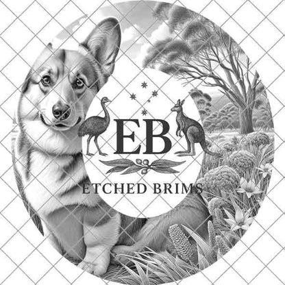 Corgi Hat Engraving Template - PNG for Laser Hat Burning, Western Brim Design, Farm Dog Outline, Digital File for Hat Brim Burning – EB395