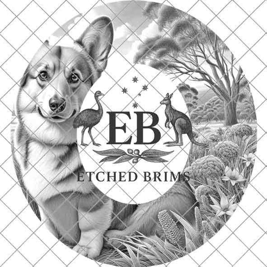 Corgi Hat Engraving Template - PNG for Laser Hat Burning, Western Brim Design, Farm Dog Outline, Digital File for Hat Brim Burning – EB395