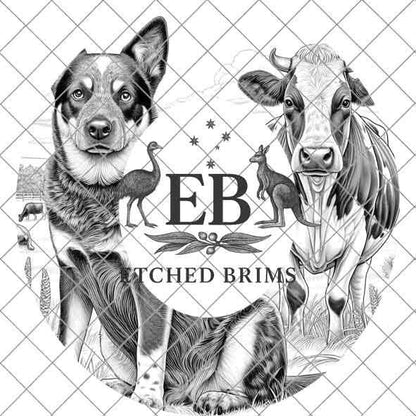 Blue Heeler Dog 5, Hat Engraving Template – PNG for Laser Brim Burning, Cattle Dog PNG, Western Hat Design, Digital File for Burning – EB416