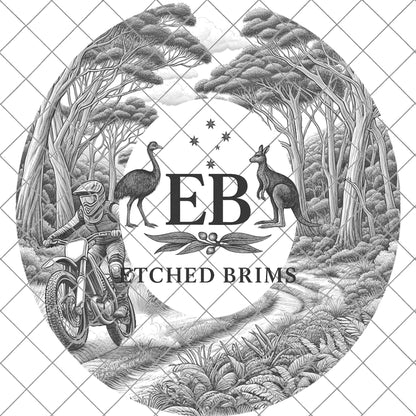 Dirt Bike Rider in the Bush 10, Hat Burning Design, Digital Download PDF & PDF Hand Burning, Wide Brim Hat, Printable Hat Stencil, EB621