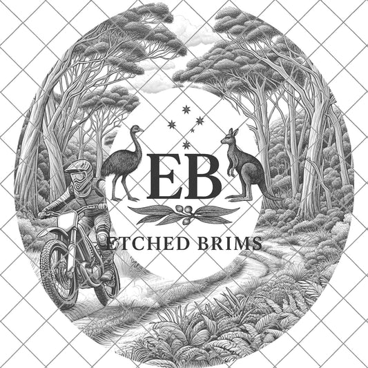 Dirt Bike Rider in the Bush 10, Hat Burning Design, Digital Download PDF & PDF Hand Burning, Wide Brim Hat, Printable Hat Stencil, EB621