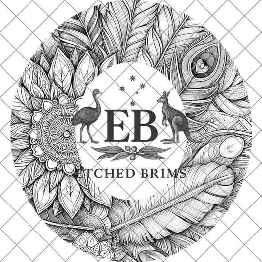 Feathers & Mandalas, Laser Hat Burning Design, Digital Download PNG, Hat Burning Template, Hat Laser Engraving Design, Wide Brim Hat EB13