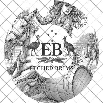 Barrel Racer 2 Rodeo, Laser Hat Burning Design, Digital Download PNG Hat Burning Template, Hat Laser Engraving Design, Rodeo Hat File EB126