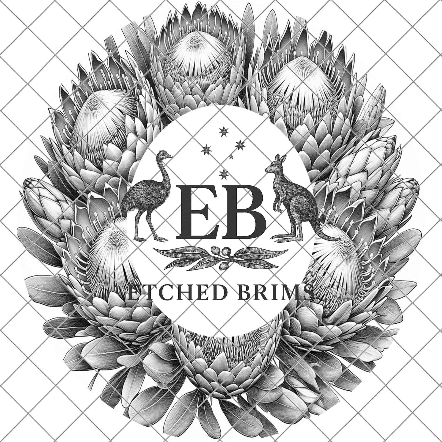 Australian Protea Flowers 1 Hat Burning Design, Hat Burning Template, Laser Engraving Design, Hat Stencil, EB825