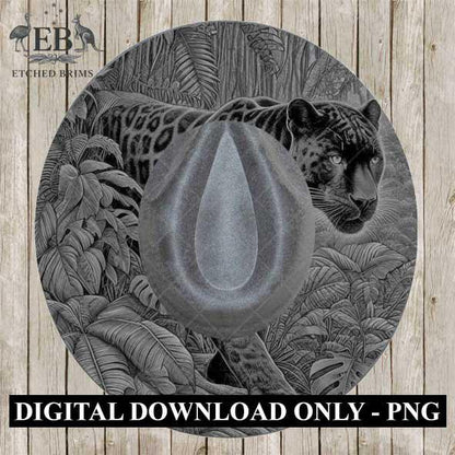 Jungle Panther 4, Hat Burning Design, Digital Download PNG & PDF, Hat Burning Templates, Laser Engraving Design, Hat Burning Stencils, EB493